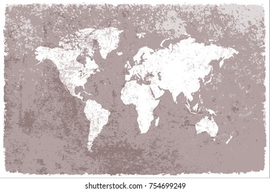 World map in vintage style.Grunge map of the world.
