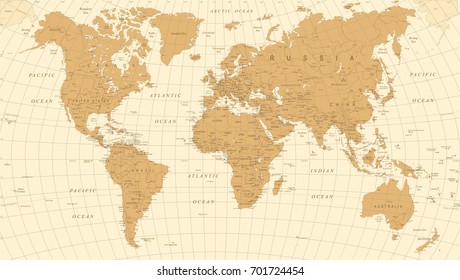 World Map Vintage Vector Illustration Stock Vector (Royalty Free) 701724007