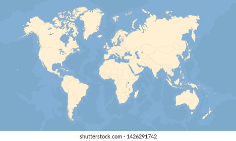 World Map Vintage Vector. High detailed illustration of worldmap