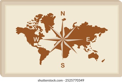 World Map Wall Art Vector Icon Illustration 
