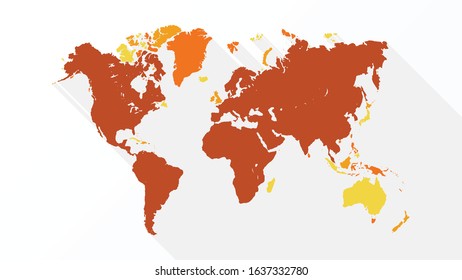 World Map Warm Colors Created For Professional