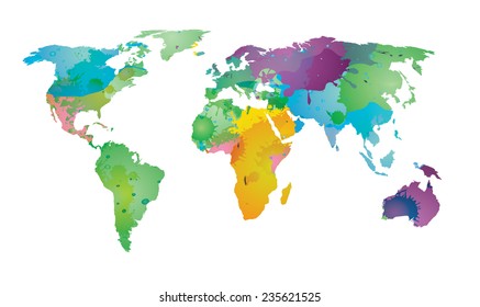 World map water color EPS 10 Vector