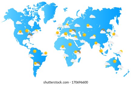 World Map Weather Forecast Vector