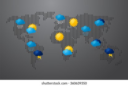 world map with weather icon