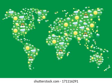 World Map With Weather Icons