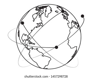 world map web virtual globe cartoon vector illustration graphic design