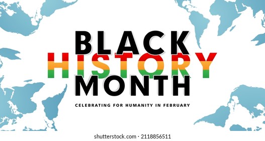 world map web with words black history month, illustration of celebrating on a february, applicable for banner, poster, agency, billboard, website banner social media, corporate sign, printing media, 
