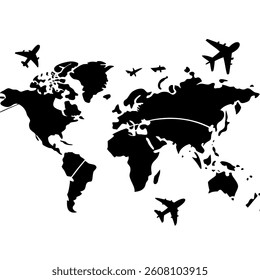 World map or website icon vector silhouette simple and clean, Modern and Minimalist on white background