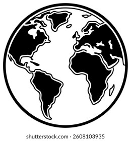 World map or website icon vector silhouette simple and clean, Modern and Minimalist on white background