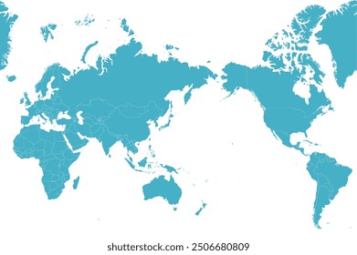 World map in WGS 1984 Pacific Disaster Center (PDC) Mercator projection