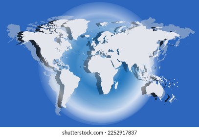 World map white futuristic style, moonlight background 