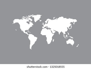 World map  white isolated on gray background, Earth Map vector illustration 