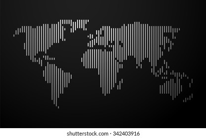 World Map Of White Lines