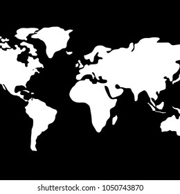 World map. White on black. Vector