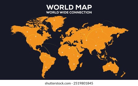 World Map World Wide Connection, isolated on white background. Infographic, Flat Earth, Globe similar icon. annual report, Travel worldwide, map silhouette backdrop.