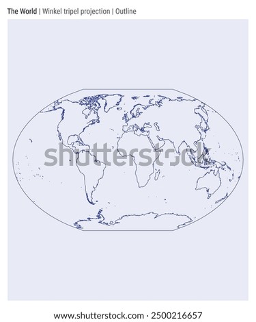 World Map. Winkel tripel projection. Outline style. High Detail World map for infographics, education, reports, presentations. Vector illustration.