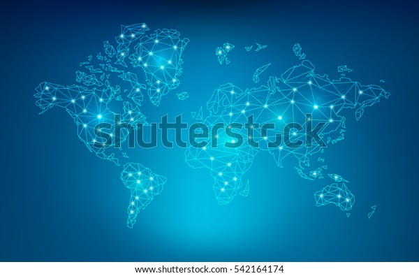 World Map Wireframe Style Polygon Elements Stock Vector (Royalty Free ...