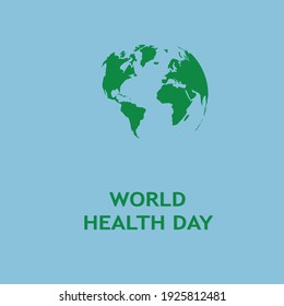 mapa mundial con palabras que dicen Día Mundial de la Salud en fondo azul