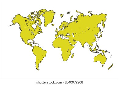 World Map Color amarillo en fondo blanco
