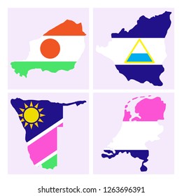 World map-countries in color on white background
