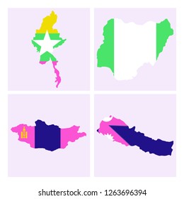 World map-countries in color on white background