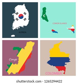 World map-countries in color on white background