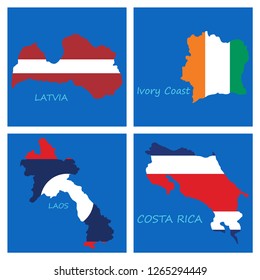 World map-countries in color on white background