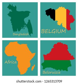 World map-countries in color on white background