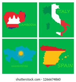 World map-countries in color on white background