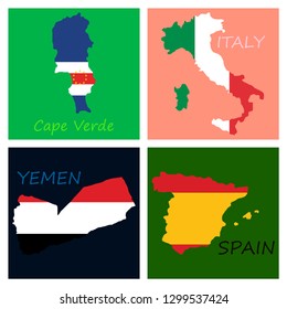 World map-countries in color on white background