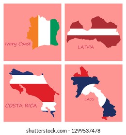 World map-countries in color on white background