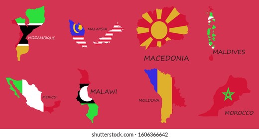 World map-countries in color on white background