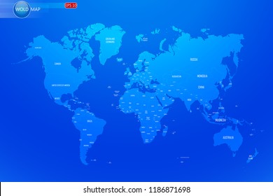 World map,on blue background vector eps10