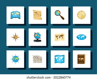 world maps navigation and travel set