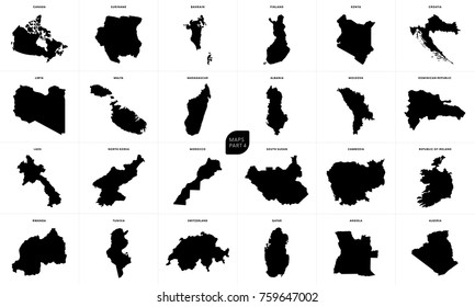 World maps set. Part four. Vector illustration.