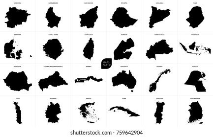 World maps set. Part two. Vector illustration.