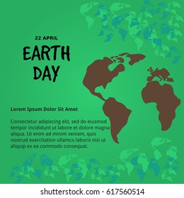 World Maps Vector Illustration in Flat Style for Earth Day or Green Life Environment Related Text Background