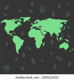 World maps, vector image, ecology, protection of the earth. Green.