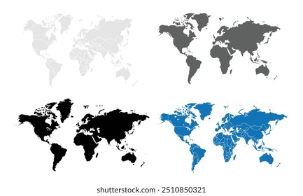 World map.United States, China, Russia, Germany, United Kingdom, Japan, France, India, Brazil, Canada, Italy. modern colorful style.geographical borders, political map vector illustration.