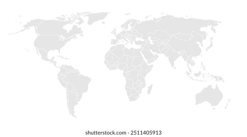 Mapa mundial.Estados Unidos, China, Rusia, Alemania, Reino Unido, Japón, Francia, India, Brasil, Canadá, Italia. Escala de grises, aislado en el fondo blanco.