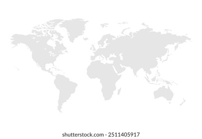 World map.United States, China, Russia, Germany, United Kingdom, Japan, France, India, Brazil, Canada, Italy. Grayscale,isolated on white background.