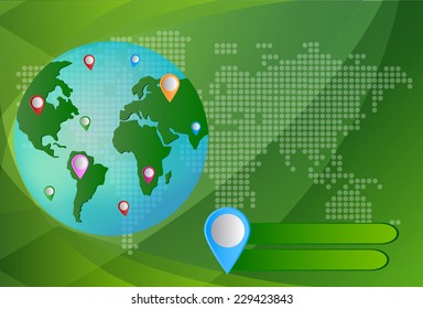 World Mapwith GPS Icons. Global Navigation