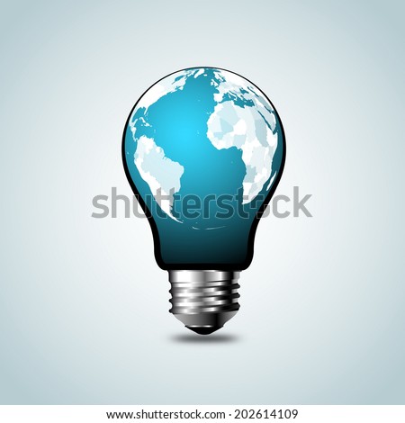 World Map,World atlas in tungsten light bulb