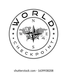 World Marine Checkpoint Map Logo Design Template 