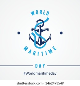 World Maritime Day with anchor in flat style. Holidays around the world of maritime day. Vector illustration EPS.8 EPS.10