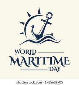 World Maritime Day with anchor in flat style. Holidays around the world of maritime day. Vector illustration EPS.8 EPS.10
