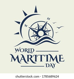 World Maritime Day with compass in flat style. Holidays around the world of maritime day. Vector illustration EPS.8 EPS.10