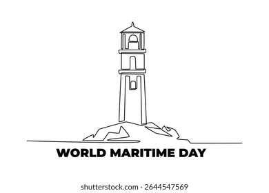 World maritime day concept. Single line draw design. Vector graphic illustration