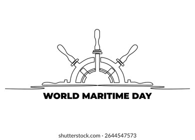 World maritime day concept. Single line draw design. Vector graphic illustration