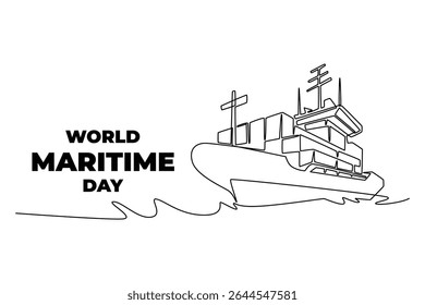 World maritime day concept. Single line draw design. Vector graphic illustration